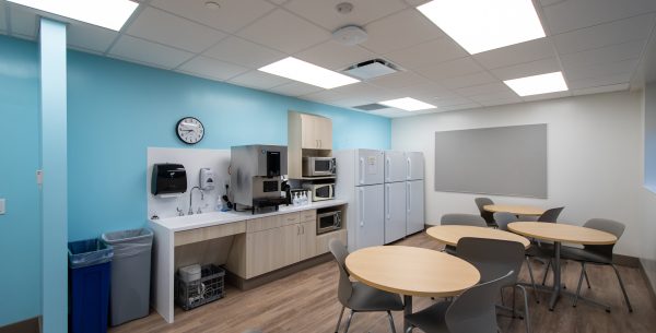 Breakroom at Outpatient Rehabilitation Facility Healthcare MEP Engineering