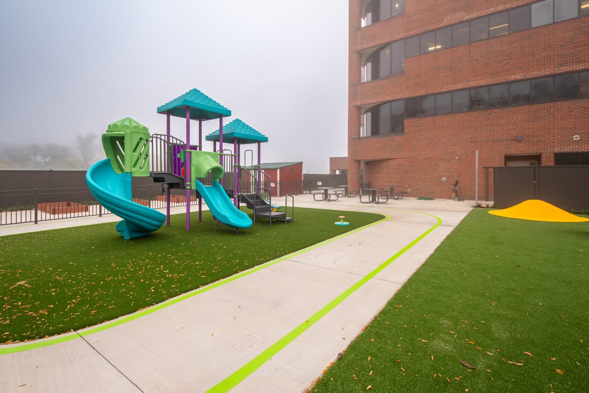 Outdoor playground at Outpatient Rehabilitation Facility Healthcare MEP Engineering